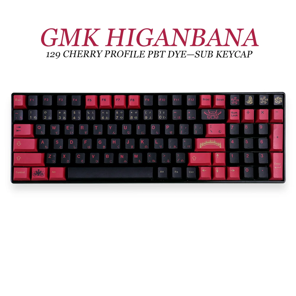 

Колпачки для ключей GMK Higanbana, колпачки для клавиш с профилем вишни, 129 клавиш, колпачки для механической клавиатуры MX Switch, японские колпачки д...
