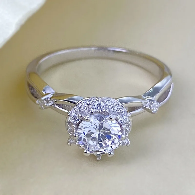 Кольцо Из Стерлингового Серебра 925 Пробы Для Женщин С Бриллиантами