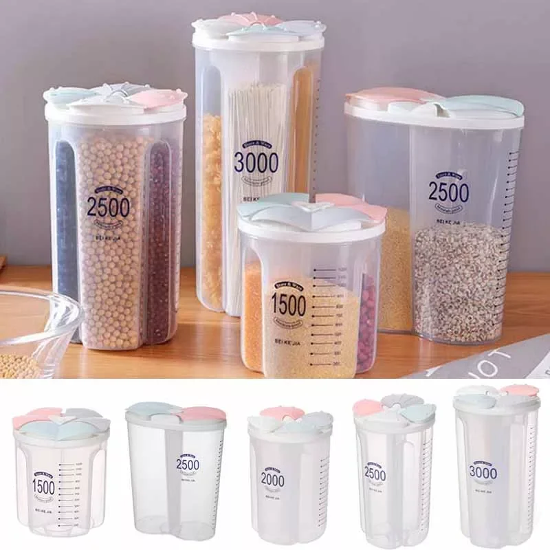 

NEW2023 Kitchen Storage Box Food Storage Cereal Dispenser Refrigerator Transparent Sealed Can for Spices Fridge Bulk Organizer