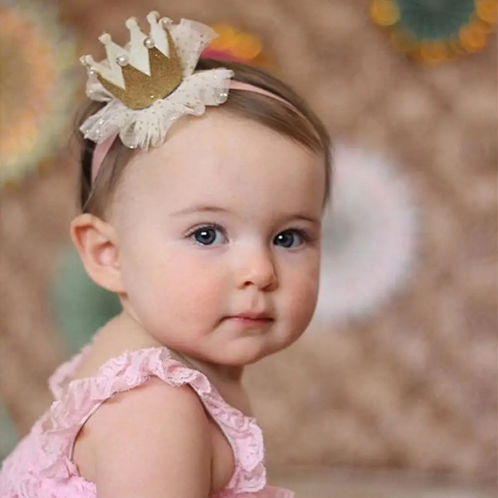 

Cute Kids Baby Girl Toddler Lace Crown Hair Band Elastic Headwear Headband Accessories