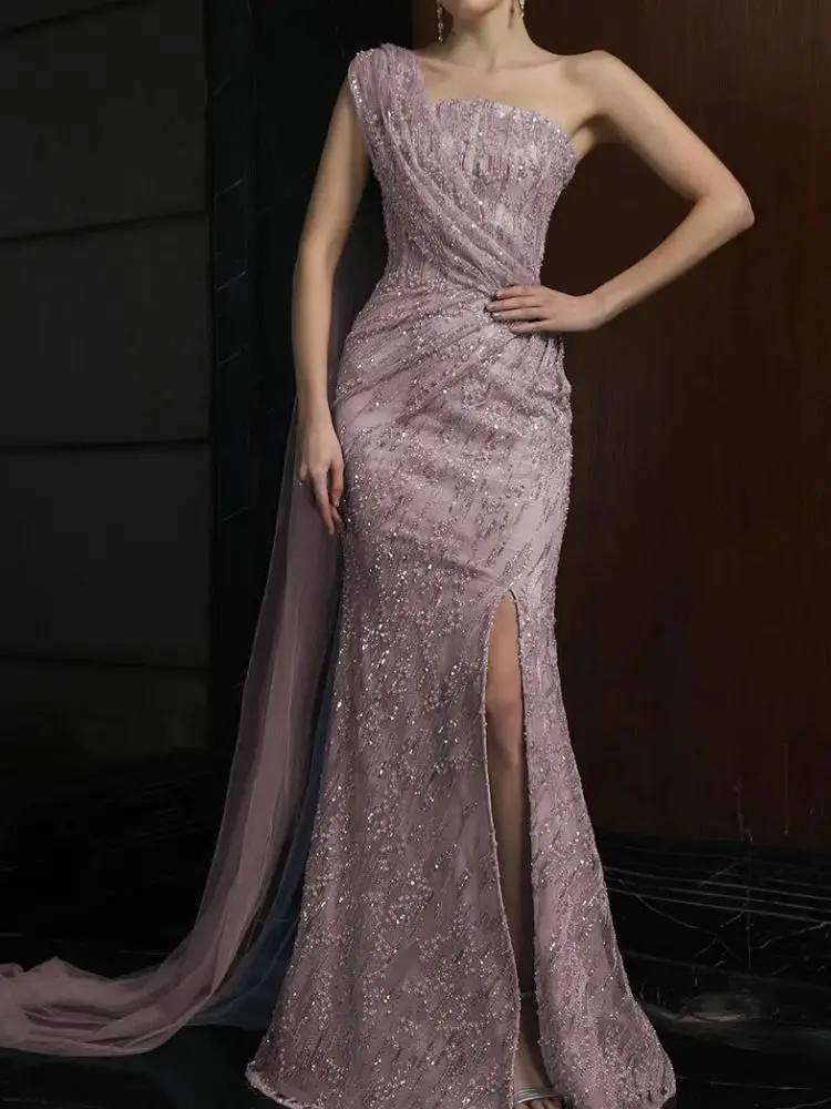 Очаровательные Роскошные вечерние платья-русалки 2024 с одним открытым плечом без