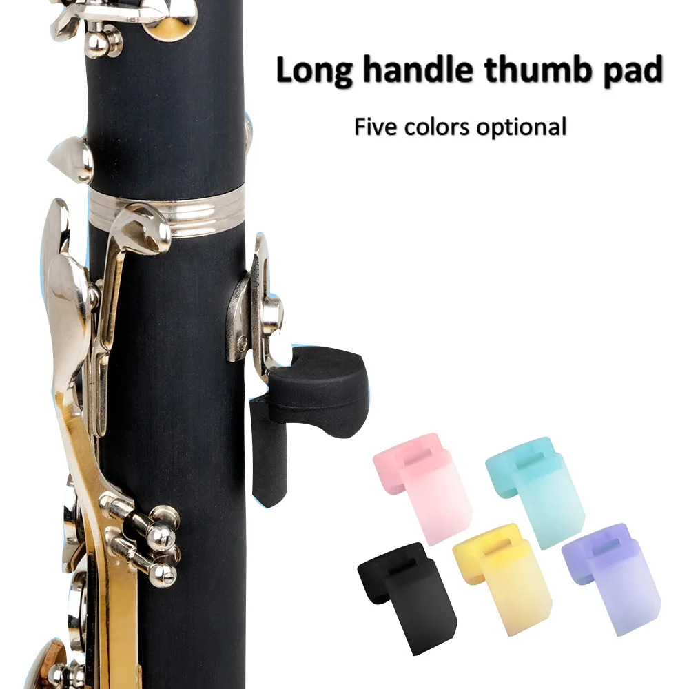 Enlarge 5 Pack Soft Rubber Handle Thumb Pad Black Pipe Clarinet Round Color Long Handle Thumb Pad Woodwind Maintenance Accessories