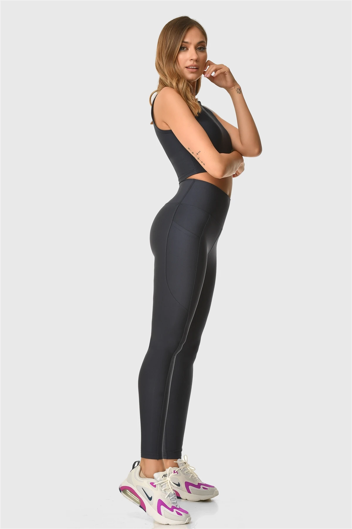 Superstacy High Waist Pockets Dark Blue Sports Leggings