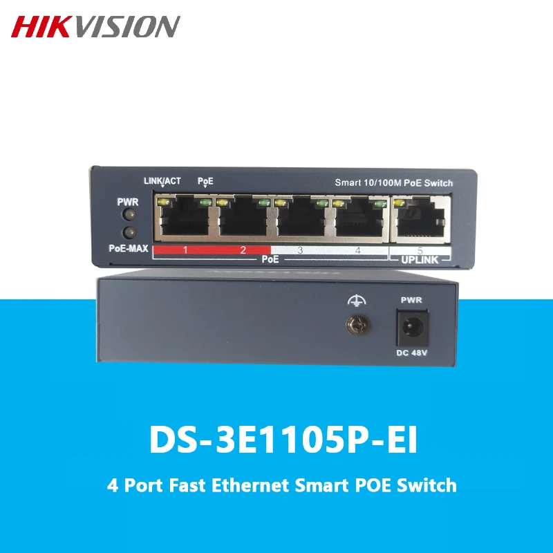 

HIKVISION, 4-портовый умный коммутатор с поддержкой быстрой локальной сети Ethernet, стандарт IEEE 802.3at/af для портов POE