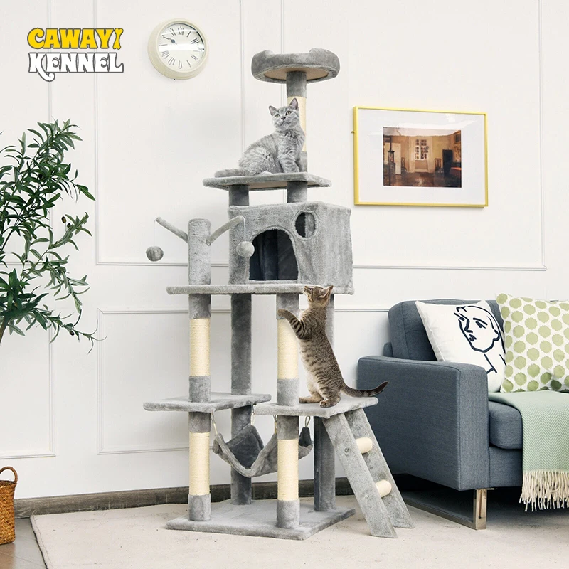 

Sturdy Stable Structure Sisal-covered cat toys 66" Cat Tree Condo Kitten Multi-Level Activity Center Pet Furniture Scratchers