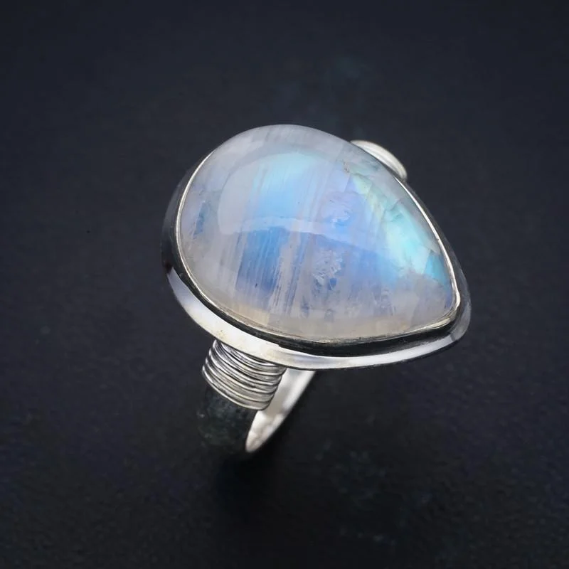 

StarGems Natural Moonstone Handmade 925 Sterling Silver Ring 9 F0643