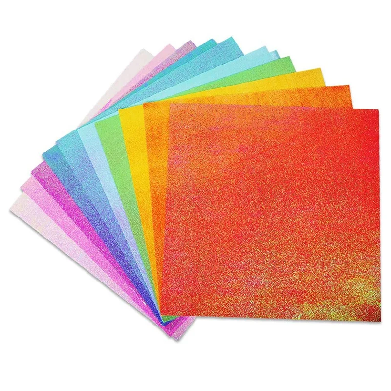 

50 Sheets Colored Origami Sparkly Paper Craft Origami for DIY Puncher Gift Box Wrapping Birthday Party Decor Scrapbook