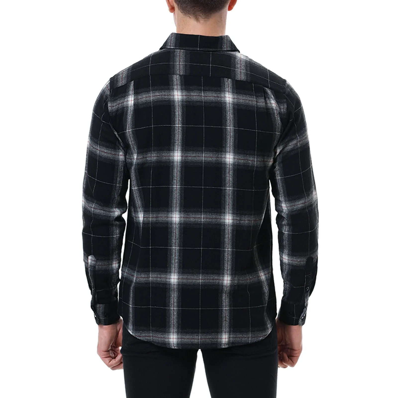 

Men's European And American Casual Loose Light Business Brushed Cotton Plaid Shirt Shot Sleeve Shirts Men