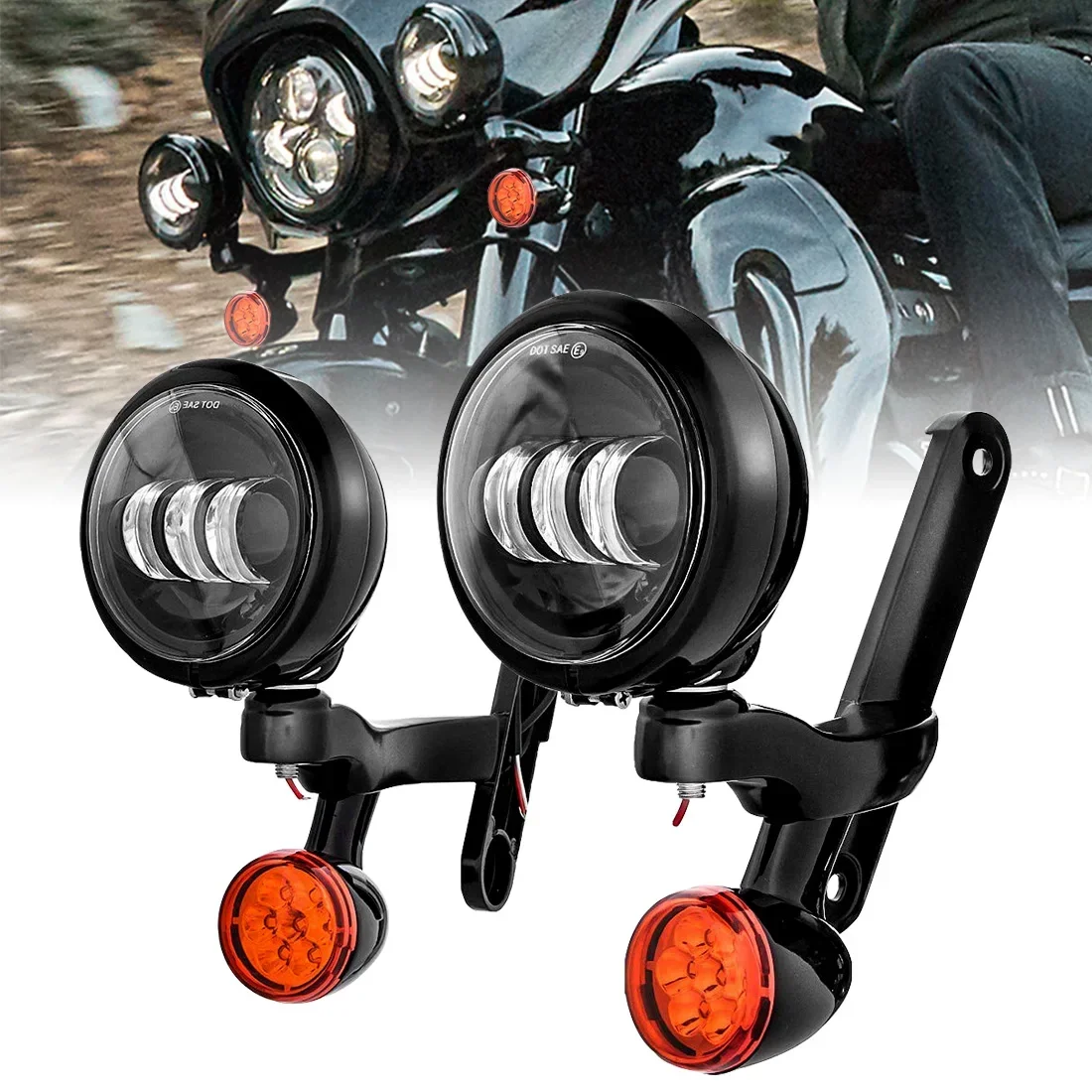 

4,5-дюймовый вспомогательный противотуманный фонарь, кронштейн поворотника, подходит для Har-ley Touring Road King Street Electra Glide 1994-2013