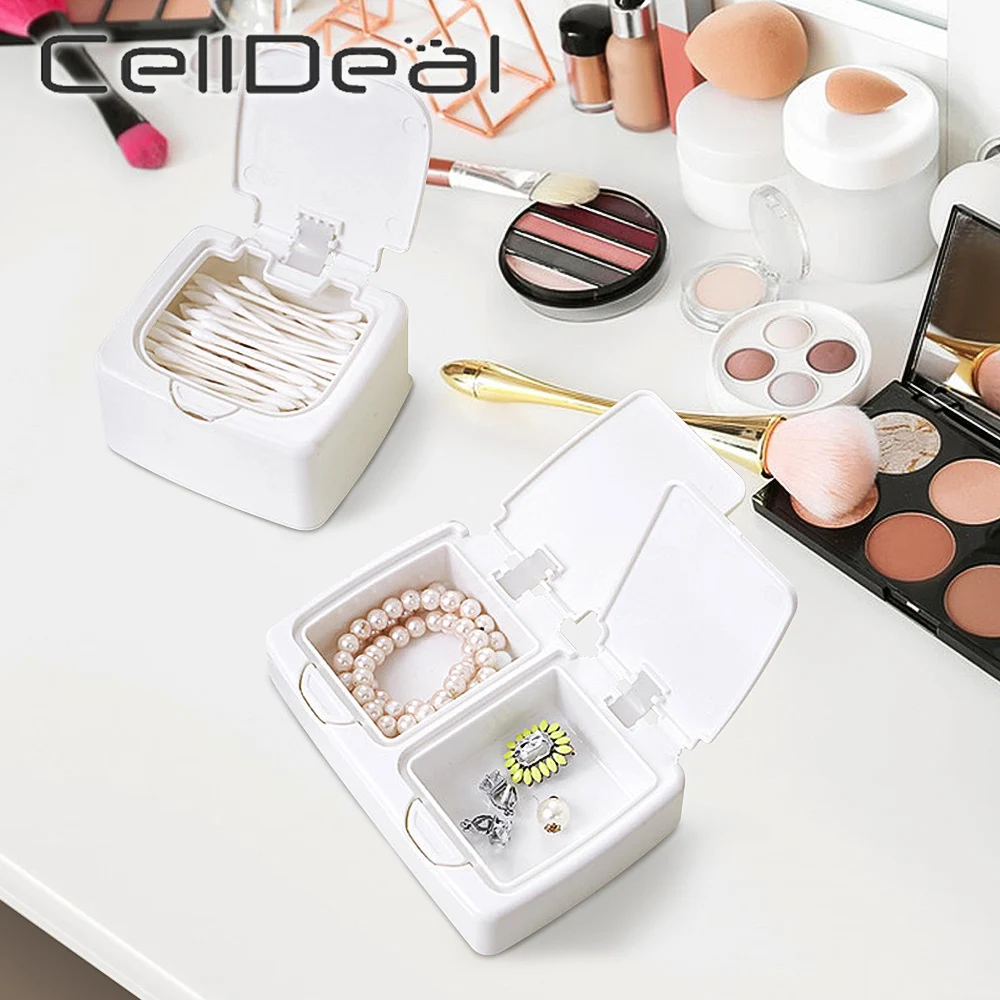 

Creative Cotton Swab Organizer Small Object Classification Container Desktop Drawer Storage Box Press Button Free Shipping