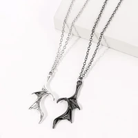 new gothic couple necklace wing 2pcs love necklace jewelry creative alloy pendant fashion retro simple necklace good friend gift