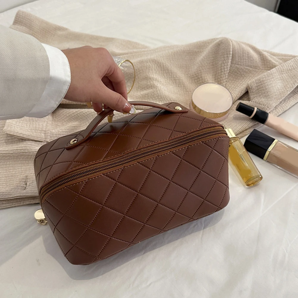 

Многофункциональная дорожная Водонепроницаемая женская косметичка из кожи для туалетных принадлежностей, роскошная женская косметичка, косметичка, Органайзер