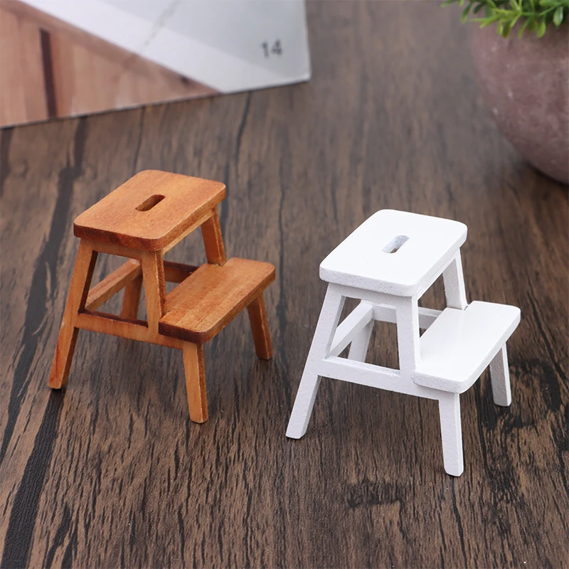 

1Pc 1:12 Dollhouse Miniature Stools Step Stool Square Stool Small Bench Model Living Room House Furniture Decor Toy