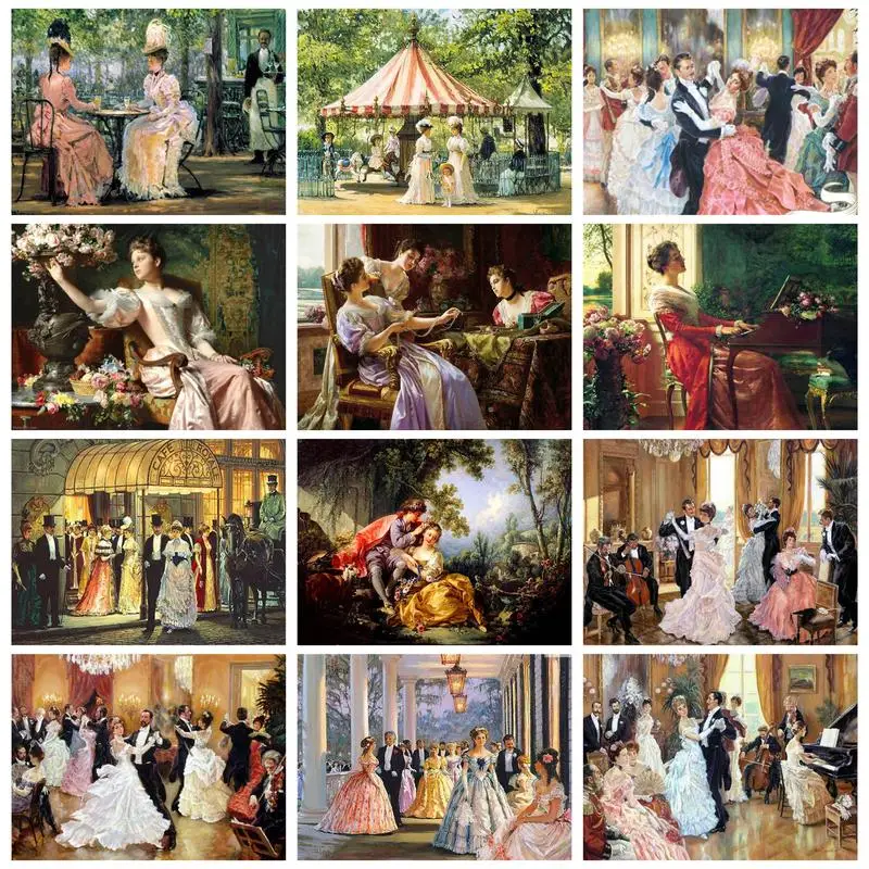 

CHENISTORY Oil Paint By Numbers Handmade Coloring By Numbers Classical Dance Ball Number Painting Wall Art Gift For Adults