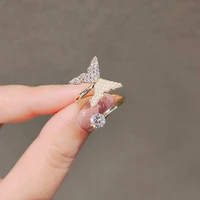 2022 new fashion fine pearl opening ring korean women sweet party butterfly modelling senior adjustable rings elegant joker