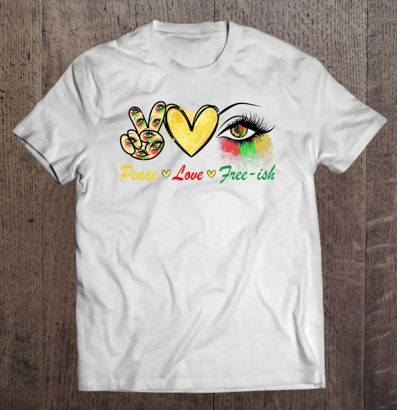 

Футболка мужская с надписью «Peace Love Freeish Dripping Eye»