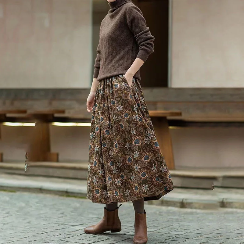 2024 весенне-осенняя новая юбка женская из 100% хлопка с эластичной резинкой на талии