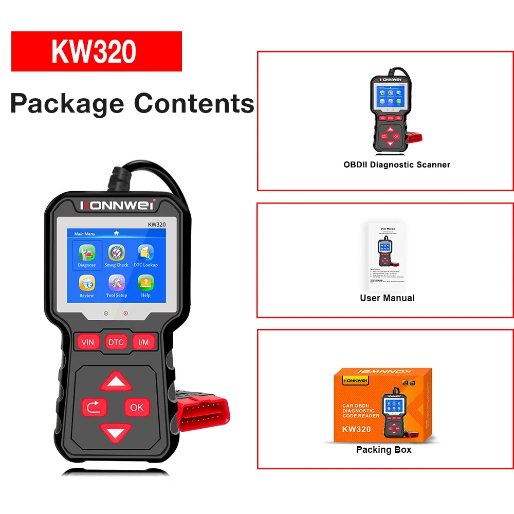 KONNWEI KW320 Obd2 Автомобильный сканер Автомобильные инструменты Obd 2 Диагностический