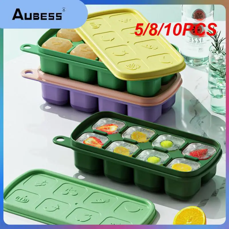 

5/8/10PCS Ice Case Quick Freezing Summer Ice Grid With Lid Internet Red Ice Box Kitchen Gadge Ice Block Mold Reusable
