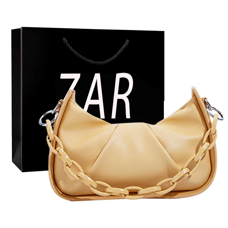 

Mini bag 2022 new fashion trendy women's designer armpit bag leather shoulder messenger pearl pleated cloud chain bag Y2k
