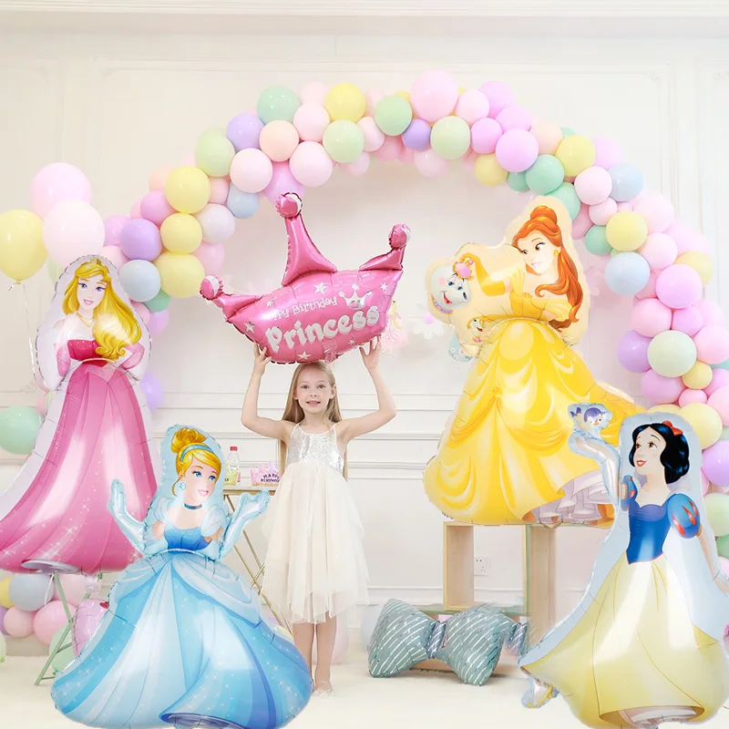 

5pcs Large Frozen Elsa Anna Belle Snow White Cinderella Disney Princess Foil Balloons Birthday Party Decoration For Kids Globos