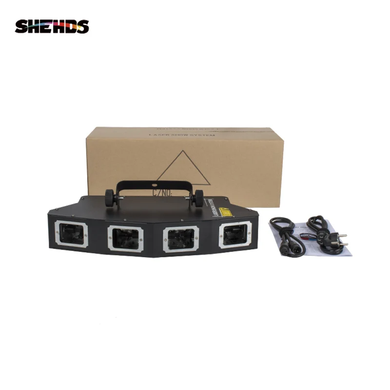SHEHDS 4-головочный RGB полноцветный сканер линейный проектор свет 51 узоров DMX512