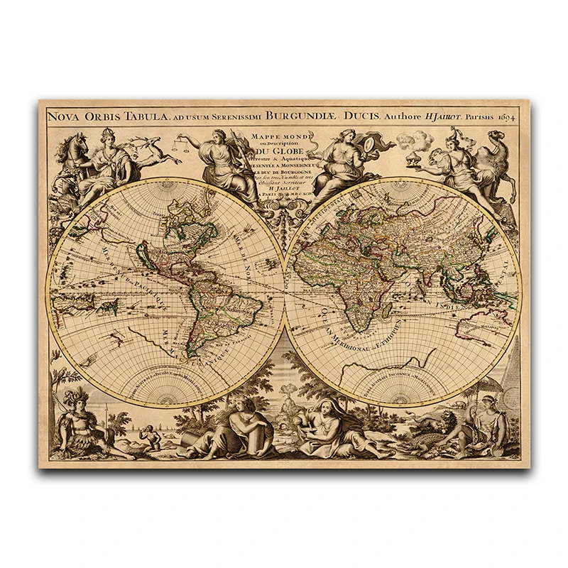 

Картина на холсте "Винтажная карта мира", QIPINGART