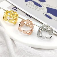 stainless steel men open adjustable hip hop ring personalized hollow out heart shape rings gold jewelry fine gifts free shipping