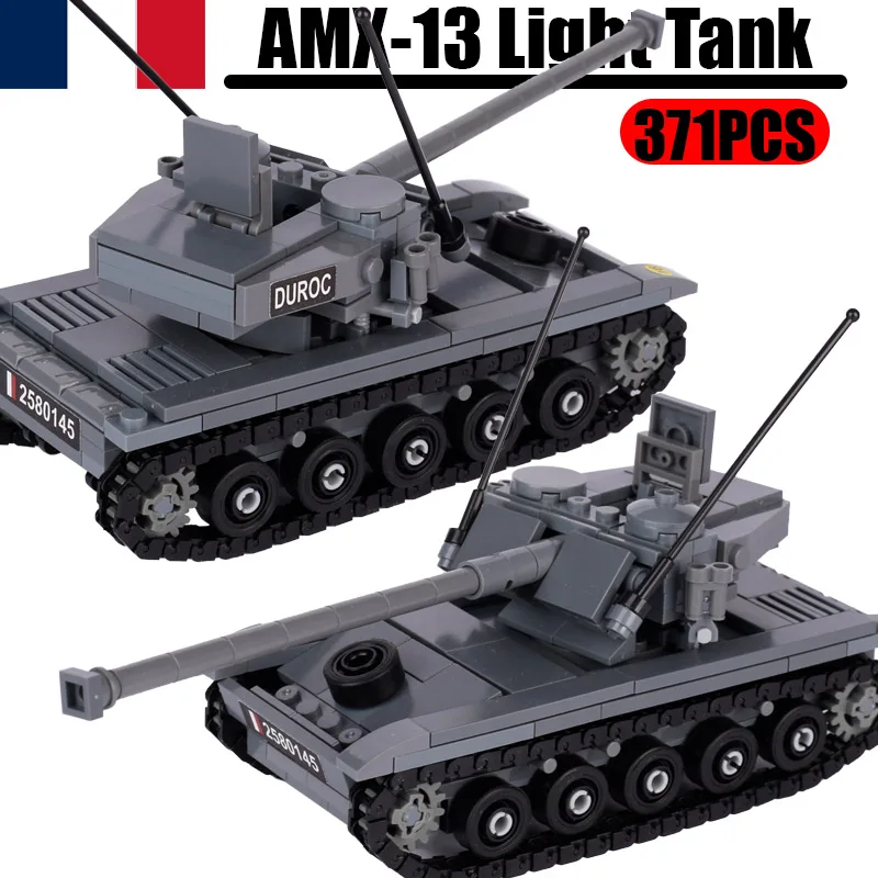 

MOC French Amx13 Light Tank Building Blocks Kit Military War Scene Armored Vehicle Car Carrier Weapons Bricks Toys Boys Gift