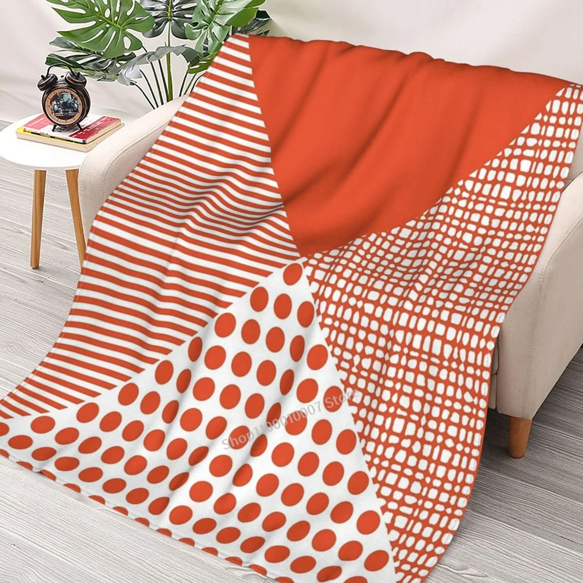 

Brick Red And White Geometric Diagonal Textures Throw Blanket printed sofa bedroom decorative blanket children adult Christmas