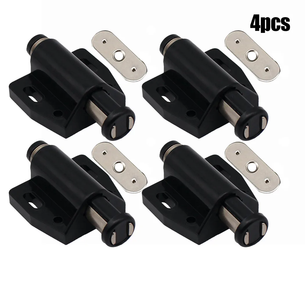 

4Pcs Single Magnetic Pressure Push To Open Touch Latch Cabinet Doors Rebound Single Touch Magnet With Round Iron Sheet