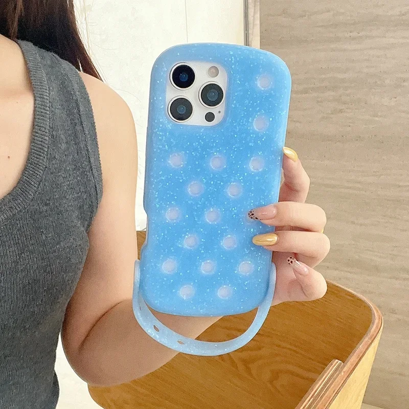 Для iPhone 17 16 15 14 13 Pro Max Air Case: силиконовый чехол с отверстиями для шармов, охлаждающий, с ремешком на запястье, противоударный, с задней крышкой из поликарбоната (art.: 3920dc1b4c38d) - 3920dc1b4c38d