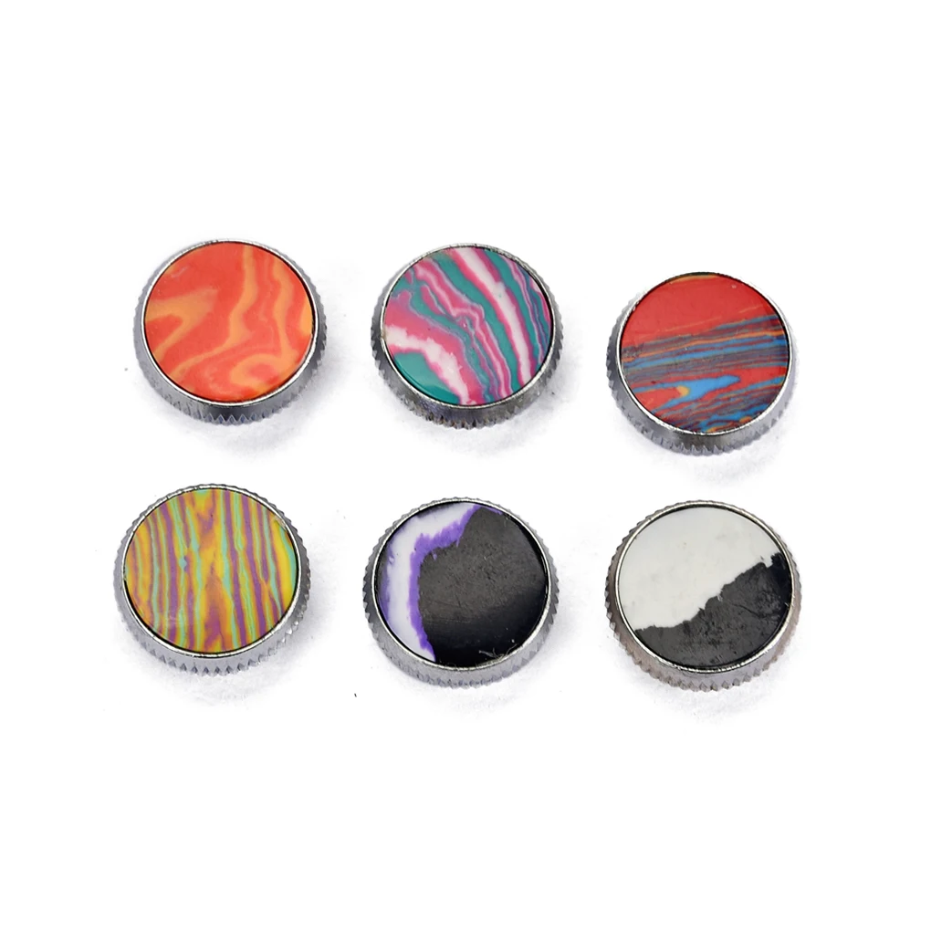 

6 Pieces Colorful Saxophone Buttons Trumpet Decorative Multi-colored Smooth Surface Stone Replacement Part Instrument Keys