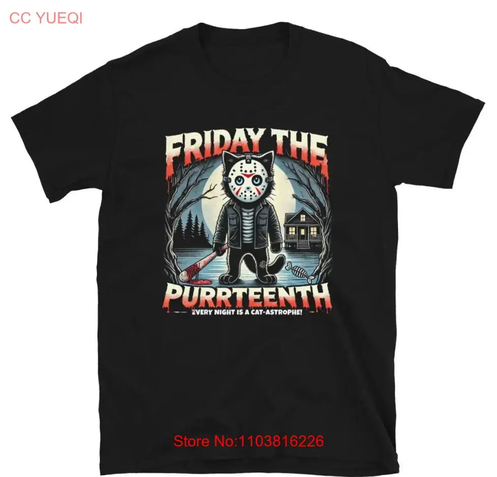 Футболка унисекс с короткими рукавами и забавным котом пятницей Хэллоуина