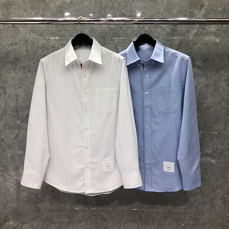 

TB THOM Shirt Spring Autunm Fashion Brand Men's Shirt Pure Color Slim Casual Cotton Oxford Solid Shirt Custom Wholesale TB Shirt