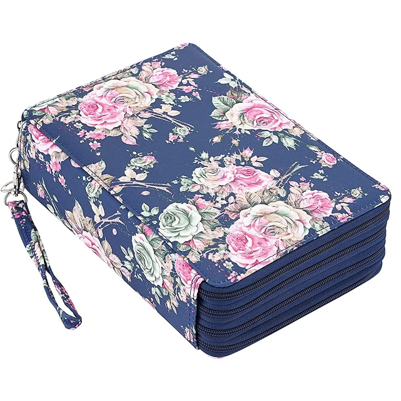 

200 Slots Pencil Holder Pen Bag Large Capacity Pencil Organizer With Handle Strap Handy Colored Pencil Box