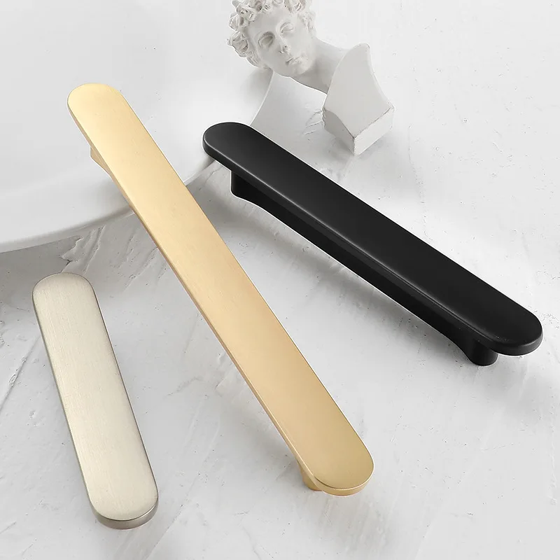 

Metal Zinc Alloy Handle Nordic Light Luxury Arc Copper Wire Handle Modern Simple American Black Furniture Handle Cabinet Handles