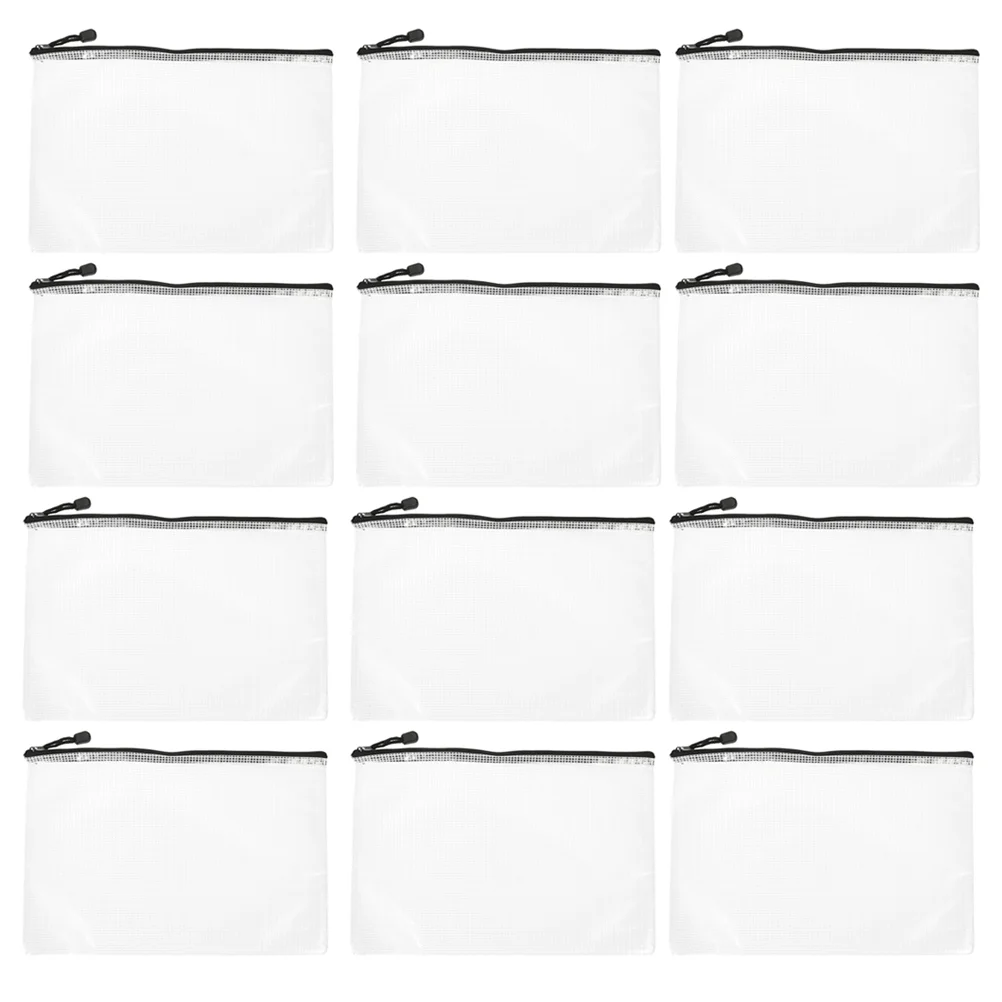 

15Pcs Portable PVC Carrying Reusable Document Zipper Pouch Stationery Bag for Carrying Home Office Students