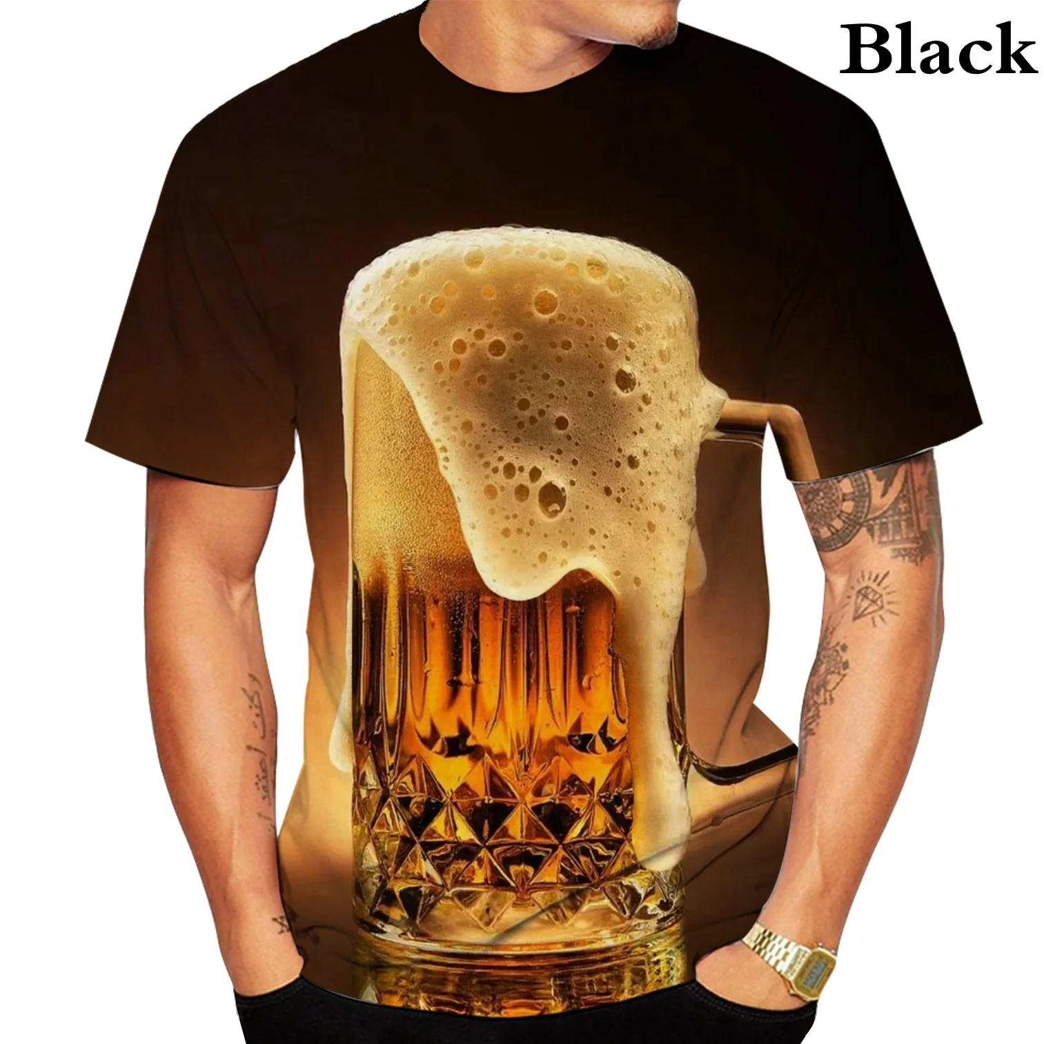 

T Shirt 3d Short Printed Beer Personality Creative Novelty Casual Hip Hop