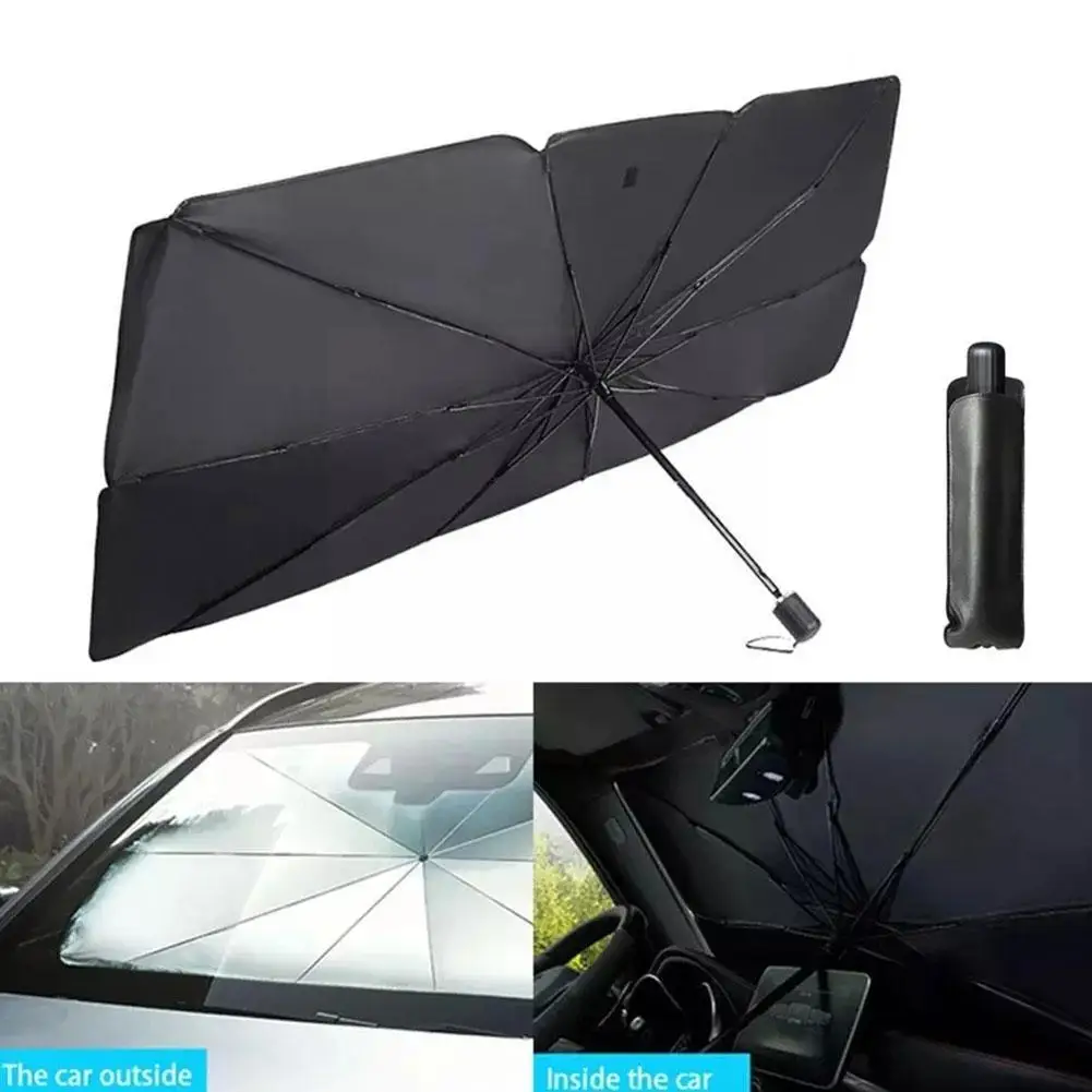 

New Summer Car Umbrella Type Car Sunshade Umbrella Optional 2 Cover Front Car Folding Car Umbrella Windshield Car Y8h4