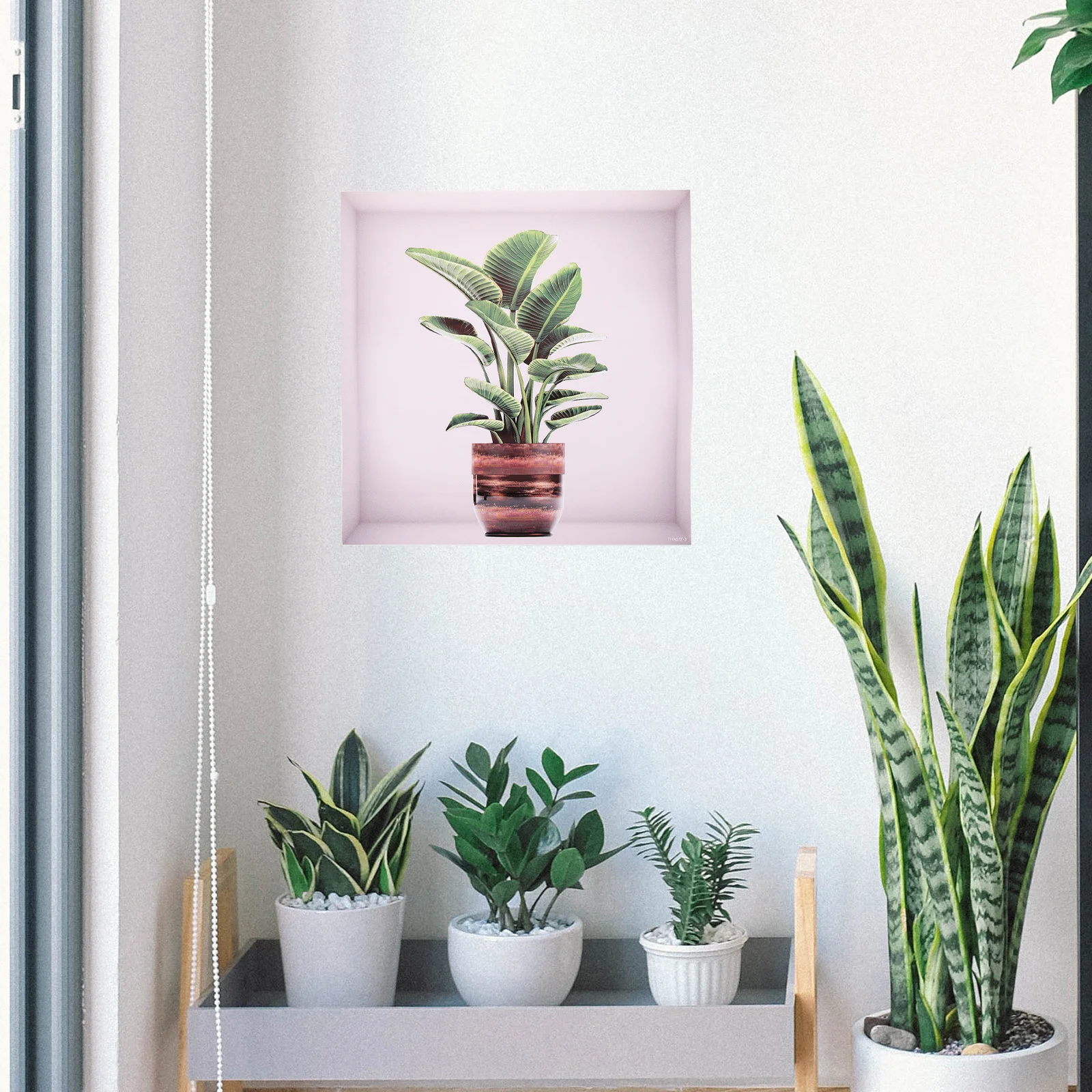 

3 Pcs Bedroom Wall Decals Decor Sticker Stickers Fake Window Green Bonsai Pvc