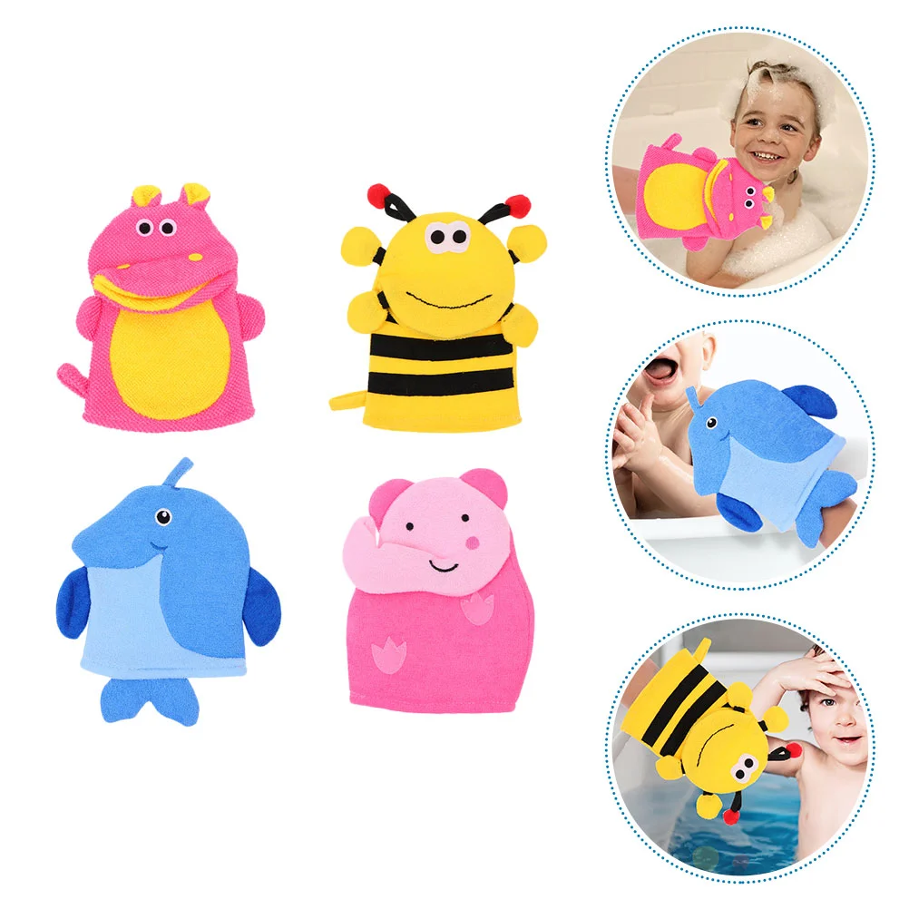 

4pcs Bath Cartoon Animals Shape Bathing Kids Exfoliating Bathing (Mixed Style)