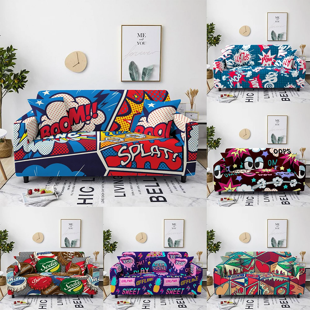 

Cartoon Funnily Elastic Sofa Cover for Living Room All Inclusive Stretch L Shape Couch Cover Sofa 1/2/3/4Seater Sofa Funda Sofá