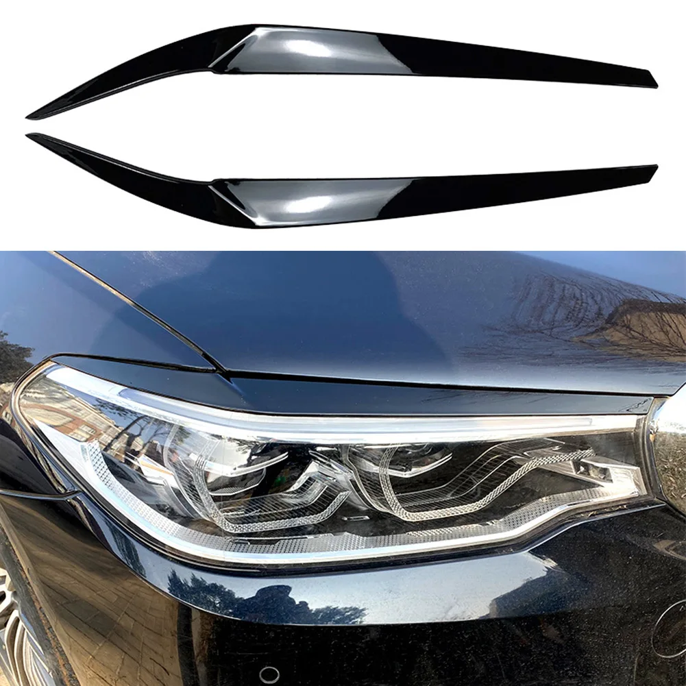 

2Pcs Car Front Headlight Eyelid Eyebrow Trims Carbon Fiber For BMW 5 Series G30 G31 G38 F90 M5 525I 530I 540I 2017-2021
