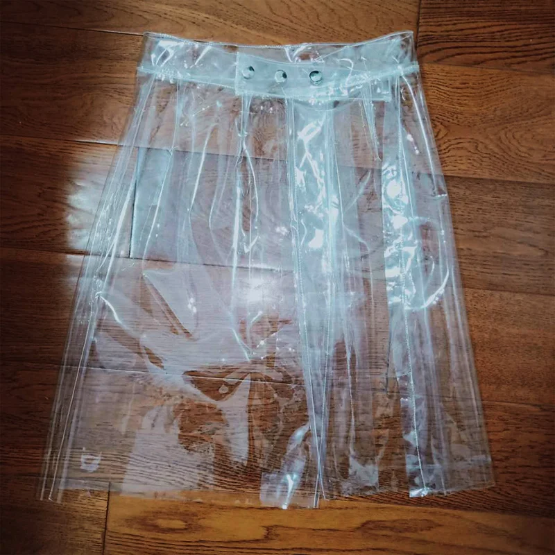 

PVC Transparent Half-Length A- Line Skirt Model Catwalk Skirt Faldas Mujer Moda High Waist Skirt Harajuku Skirts Womens