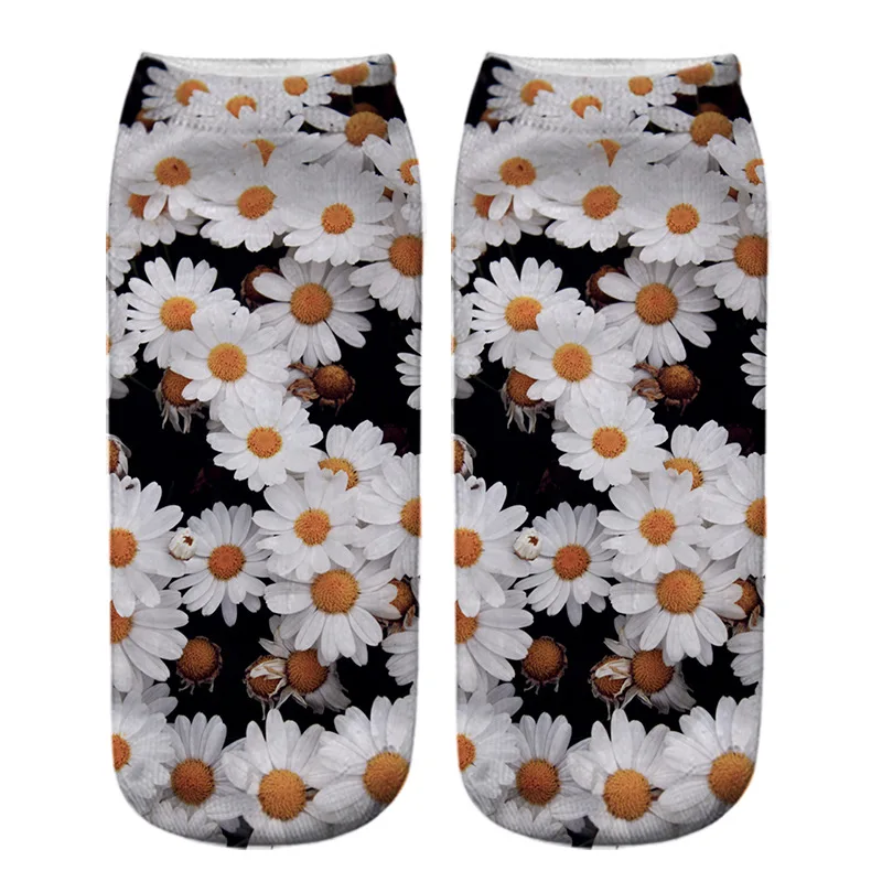 

Daisy Flower Sunflower 3D Digital Printing Flower Socks Small Fresh Art Fashion Cotton Socks Sweet Fresh New Socks