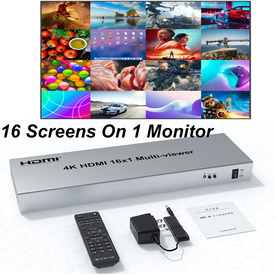4K 16x1 HDMI Quad Multiviewer 2 4 6 8 16 в 1 Выходной бесшовный переключатель Разделитель экрана с