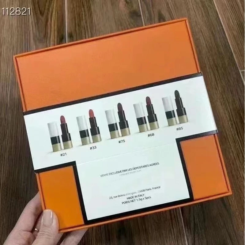 

High Quality Lip Stick 1.5g x 5pcs Set Matte Lipstick 21-33-75-68-85 Makeup Rouge Brand IN Box Long Lasting Make Up Lips Set