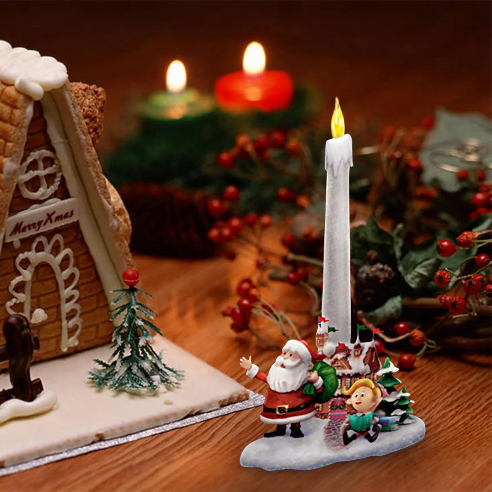 Rudolph Santa светильник набор беспламенных свечей Рождественское украшение