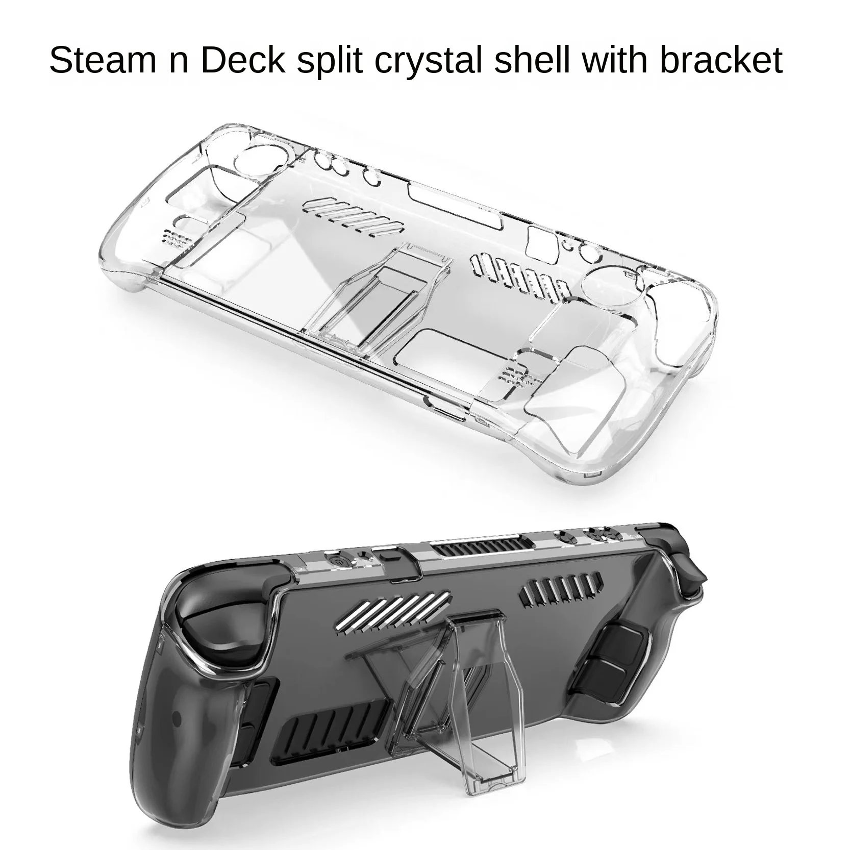For Steam Deck Transparent PC Protective Case  Clear Cover with Stand Non-Slip Anti-Scratch Full Protection Game Accessories